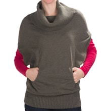 Lilla P Cowl Neck Sweater - Short Dolman Sleeve (For Women) in Bark - Closeouts