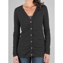 Lilla P Flame Ruched Cardigan Sweater - Pima Cotton Slub (For Women) in Black - Closeouts