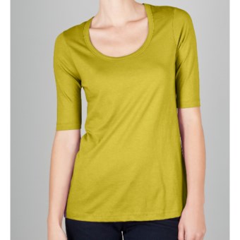 Lilla P Pima Basic Scoop Neck T-Shirt - Elbow Sleeve (For Women)