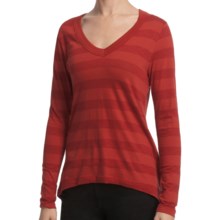 Lilla P Slub Stripe V-Neck Shirt - Back Pleats, Long Sleeve (For Women) in Paprika Slub Stripe - Closeouts