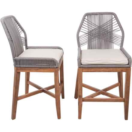 Lillian August Rope Cross-Weave Counter Stools - Set of 2 in Grey/Cream