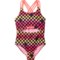 Limited Too Big Girls Checkers with Smiley Face One-Piece Swimsuit - UPF 50+ in Pink