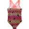 1TDWV_2 Limited Too Big Girls Checkers with Smiley Face One-Piece Swimsuit - UPF 50+
