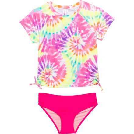 Limited Too Big Girls Tie-Dye Rash Guard and Bikini Bottoms Set - UPF 50+ in Pink