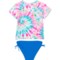 71VHT_2 Limited Too Toddler Girls Bright Tie-Dye Rash Guard and Bikini Bottoms Set - UPF 50+, Short Sleeve