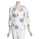 Linea Blu Knit Pullover Shirt - Cotton, 3/4 Sleeve (For Women)