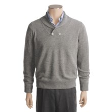 Linea Blu Lambswool Sweater - Two-Button, Shawl Collar (For Men) in Medium Grey - Closeouts