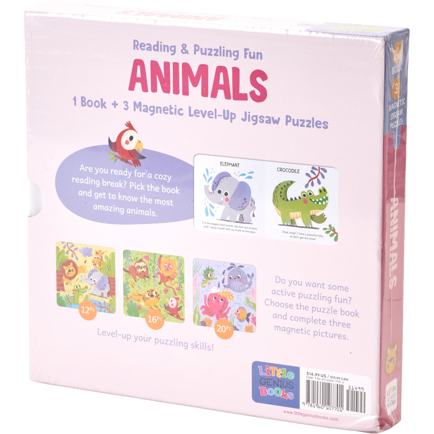 Little Genius Books Animals Book and Magnetic Level-Up Jigsaw Puzzles ...