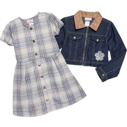 Little Lass Dresses Toddler Girls Short-Sleeve Dress and Jacket Set in Dark Blue