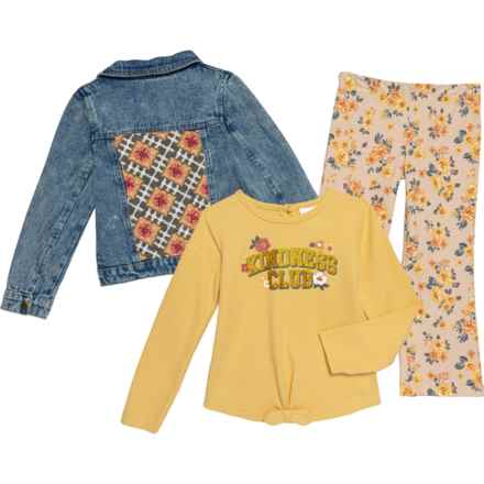 LITTLE LASS Little Girls Jacket, Shirt and Pants Set - 3-Piece, Long Sleeve in Light Snow Wash/Heather