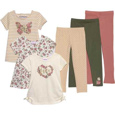 LITTLE LASS Little Girls Mix N Match Set - 6-Piece, Short Sleeve in Toasted Almond