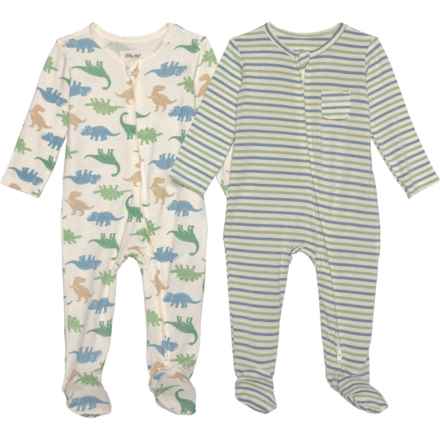 LITTLE ME Infant Boys Dino Footed Coveralls - 2-Pack, Long Sleeve in Multi