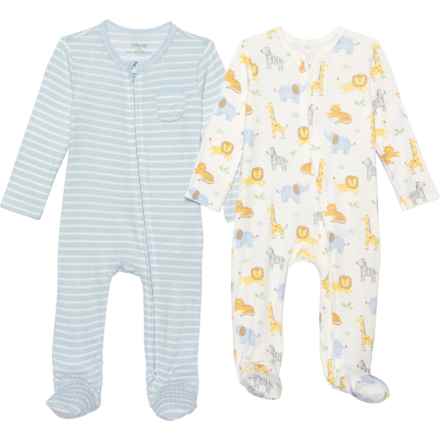 LITTLE ME Infant Boys Safari Print Coveralls - 2-Pack, Long Sleeve in Multi