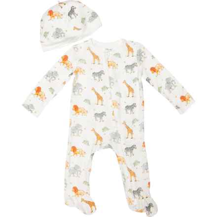 LITTLE ME Infant Boys Safari Print Coveralls with Hat in Multi