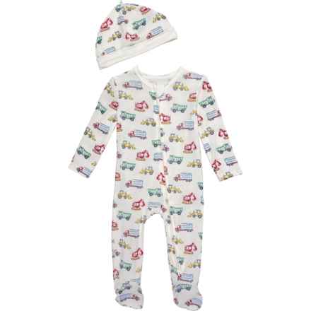 LITTLE ME Infant Boys Truck Coveralls and Hat - Long Sleeve in Multi