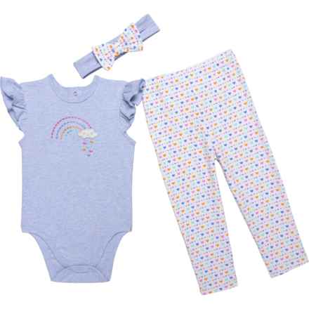 LITTLE ME Infant Girls Baby Bodysuit and Pants Set - Short Sleeve in Blue