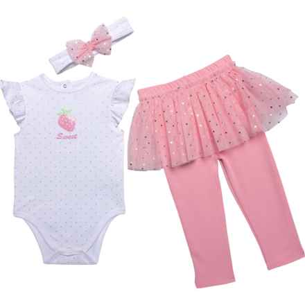 LITTLE ME Infant Girls Baby Bodysuit and Skeggings Set - Short Sleeve in Pink