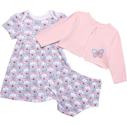 LITTLE ME Infant Girls Knit Dress, Sweater and Bloomers Set - Short Sleeve in Pink Multi