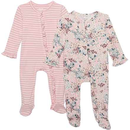 LITTLE ME Infant Girls Patch Floral Footie Pajamas - 2-Pack in Multi