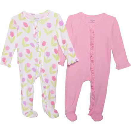 LITTLE ME Infant Girls Supersoft Tulip Footie Pajamas - 2-Pack, Long Sleeve in Tulip