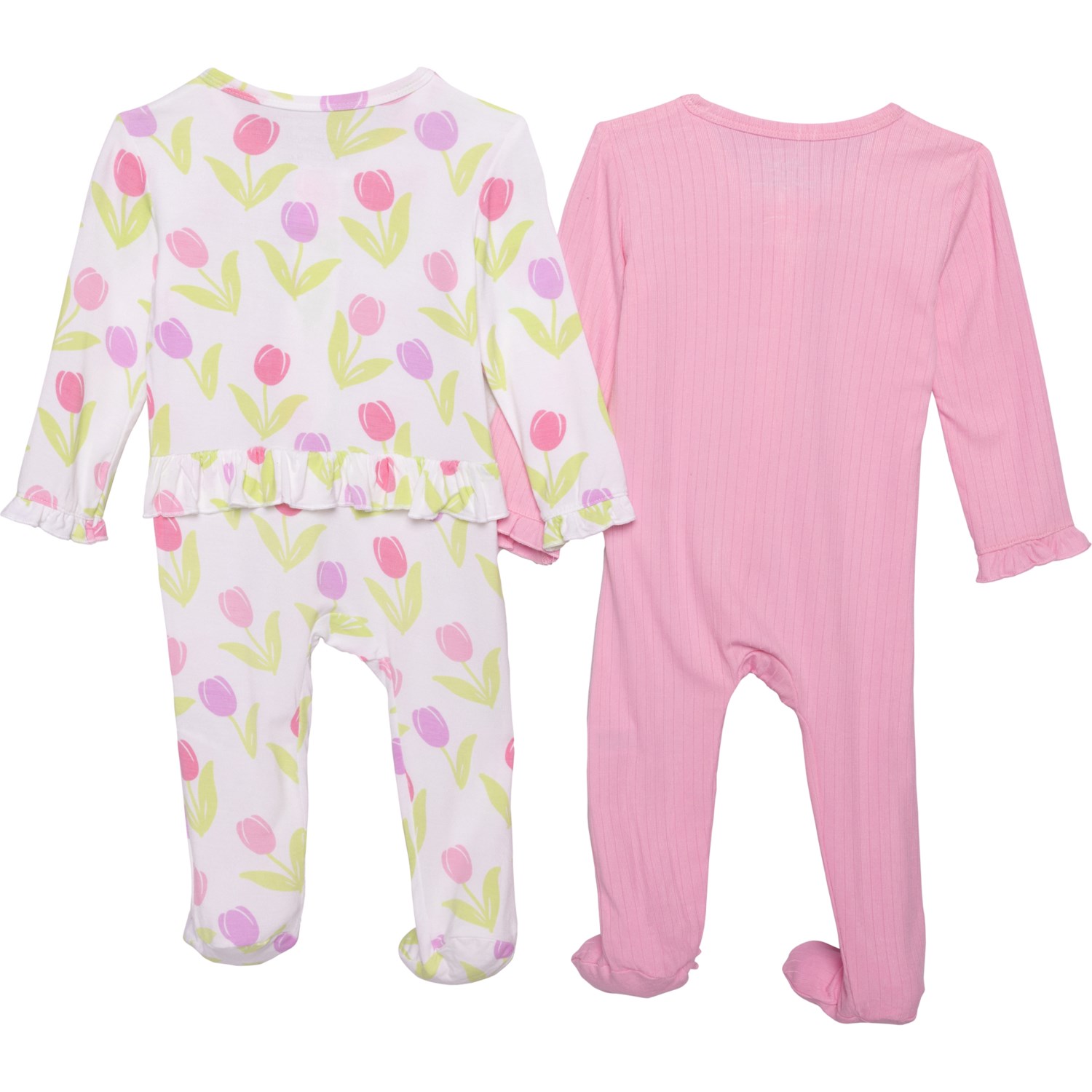 LITTLE ME Infant Girls Supersoft Tulip Footie Pajamas 2 Pack