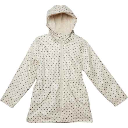 LIV & LOTTIE Big Girls Hooded Faux-Fur-Lined Rain Jacket - Insulated in Stone Dots