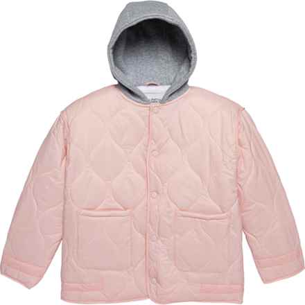 LIV & LOTTIE Big Girls Onion Quilted Jacket - Insulated in Chalk Pink