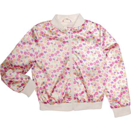 LIV & LOTTIE Big Girls Satin Bomber Jacket in Floral Water Color