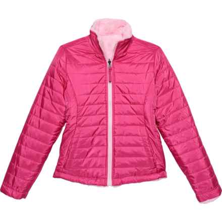 LIV & LOTTIE Girls Reversible Cozy Puffer Jacket - Insulated in Luminouse Pink