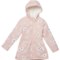 LIV & LOTTIE Little Girls Hooded Faux-Fur-Lined Rain Jacket - Insulated in Blush Daisy