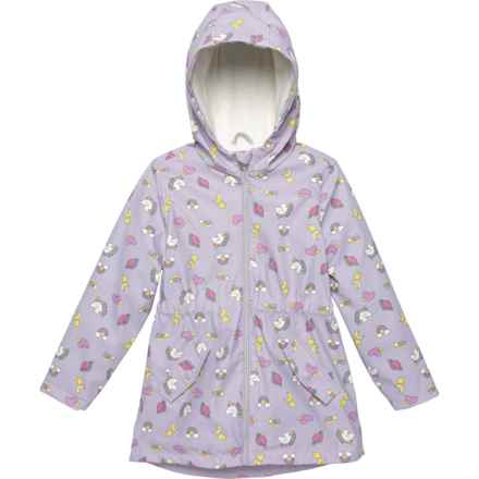LIV & LOTTIE Little Girls Unicorn Rain Jacket - Insulated in Lavender Unicorn