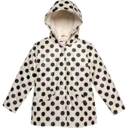 LIV & LOTTIE Toddler Girls Cozy Fleece-Lined Rain Jacket - Insulated in Cream/Black