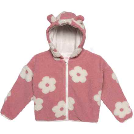 LIV & LOTTIE Toddler Girls Teddy Daisy Jacket in Blush/Cream