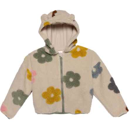 LIV & LOTTIE Toddler Girls Teddy Daisy Jacket in Oatmeal/Multi