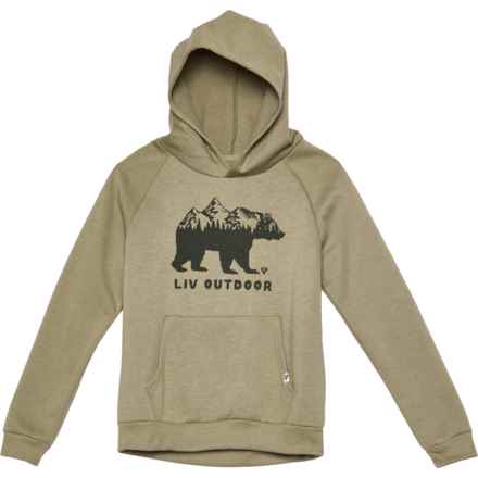 LIV OUTDOOR Big Boys Graphic Fleece Hoodie in Twill/Bear Mountain