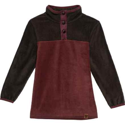 LIV OUTDOOR Big Boys Two-Tone Frostbite Fleece Shirt - Snap Neck, Long Sleeve in Bristol Black/Red Mahogany