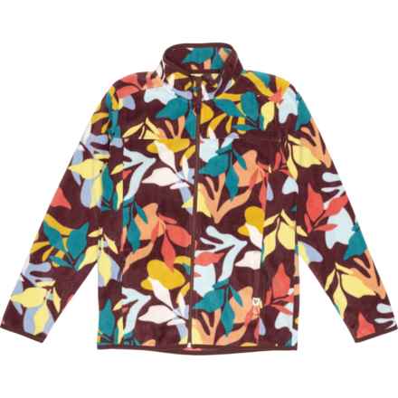 LIV OUTDOOR Big Girls Modern Floral Print Fleece Jacket in Red Mahogany
