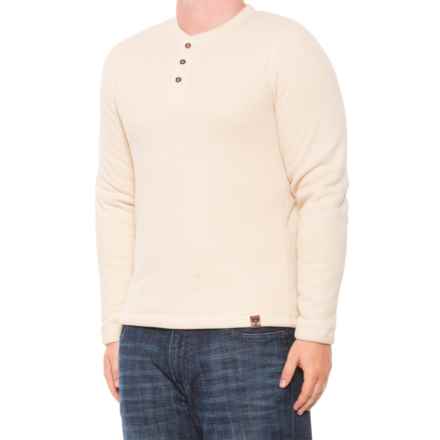 LIV OUTDOOR Fireside Thermal Henley Shirt - Sherpa Lined, Long Sleeve in Wood Ash