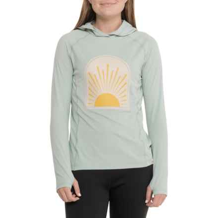 LIV OUTDOOR Suncatcher Graphic Hoodie - UPF 30+ in Aqua Grey/Rising Sun