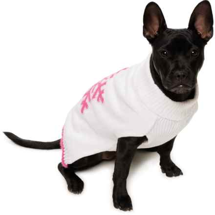 Live Love Bark Snowflake Dog Sweater in White/Hot Pink