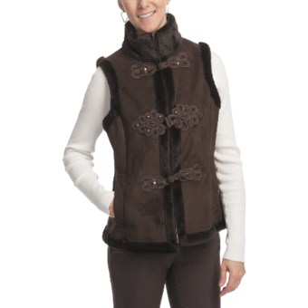 LNR Faux-Suede Vest - Furry Pile Lining (For Women) in Brown
