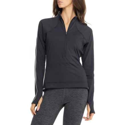 Lole Just Zip-Neck Shirt - Long Sleeve in Black Beauty