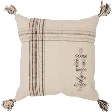 Loloi Hand Woven Throw Pillow - 18x18” in Natural/Charcoal