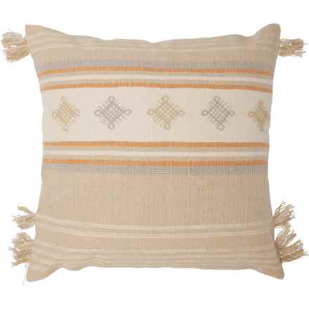 Loloi Handwoven Throw Pillow - 22x22”, Beige-Orange in Beige/Orange
