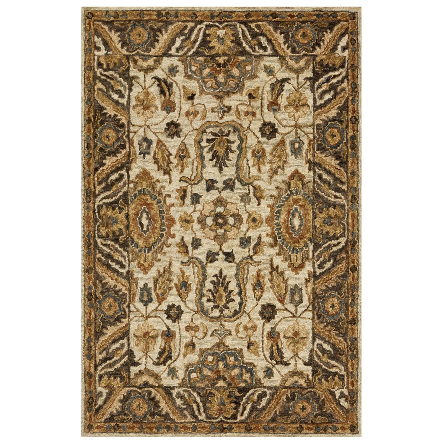 Loloi Made In India Ivory And Dark Taupe Area Rug 5 X7 6 Hand To Expand