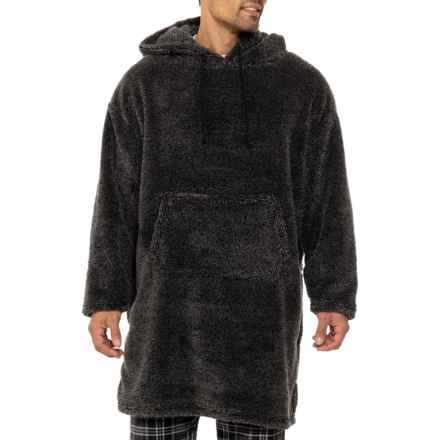 LONDON FOG COLLECTION Nailhead Cozy Oversized Snuggie Hoodie - Long Sleeve in Charcoal