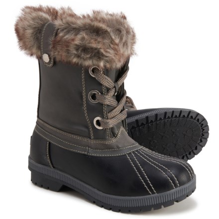 womens black duck boots with fur