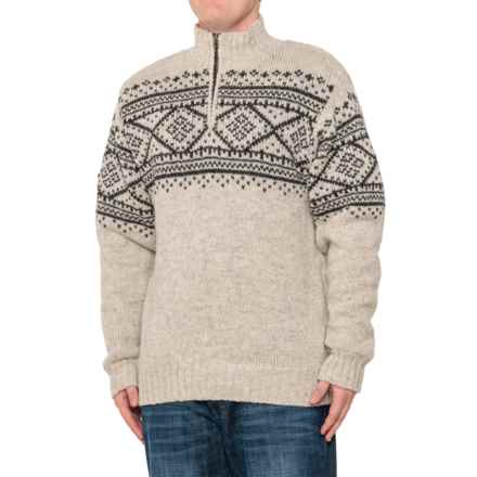 Lost Horizons Bjorn Wool Sweater - Cotton Lining, Zip Neck in Light Natural