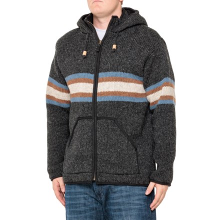 Lost Horizons Gordie Full-Zip Fleece-Lined Sweater - Wool in Black Natural