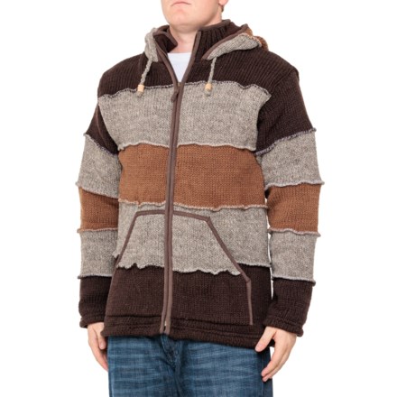 Lost Horizons Selkirk Wool Sweater - Fleece Lined, Full Zip in Brown